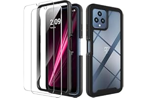 ykooe Bumper Case for T-Mobile REVVL 6 5G, REVVL 6X 5G with 2 Tempered Glass Screen Protector, Black