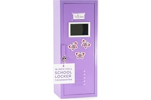 Emily Rose | USA Business | 18 Inch Doll Clothes Storage Option - Bright Purple School Locker with TONS of Accessories | 18" Doll Clothing Closet - Includes Lock, Key & 5 Hangers - (Purple Locker)