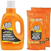 DEAD DOWN WIND Unscented Laundry Detergent Combo (40oz Liquid Detergent & 1-30ct Dryer Sheet) - Hunting Scent Control - Durable Hunting Scent Eliminators - Advanced Hunting Essentials