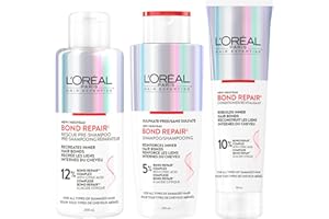 L'Oréal Paris Hair Expertise Bond Repair Shampoo and Conditioner Set with Hair Treatment, Citric Acid for Hair Breakage, 3x P