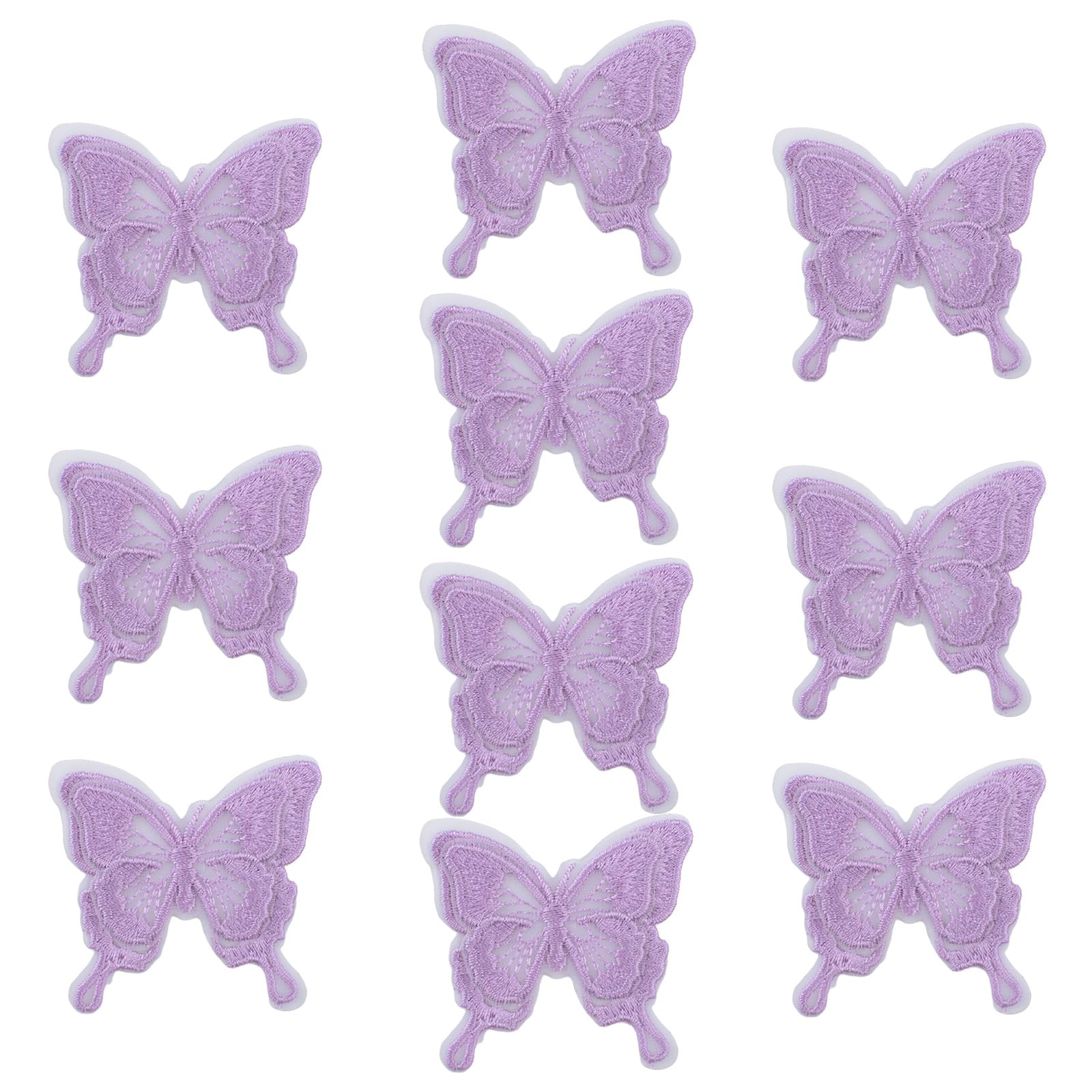 URROMA Lace Butterfly, 10Pcs Purple 3D Nylon Butterfly Appliques Sewing On Double Layers Lace Patches Double Organza Layers Fabric for DIY Decor