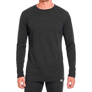 MERINNOVATION Size XL 165GSM Merino Wool Base Layer Top for Men - Color Dark Grey 100% Merino Wool Crew Neck Shirt Men's Long