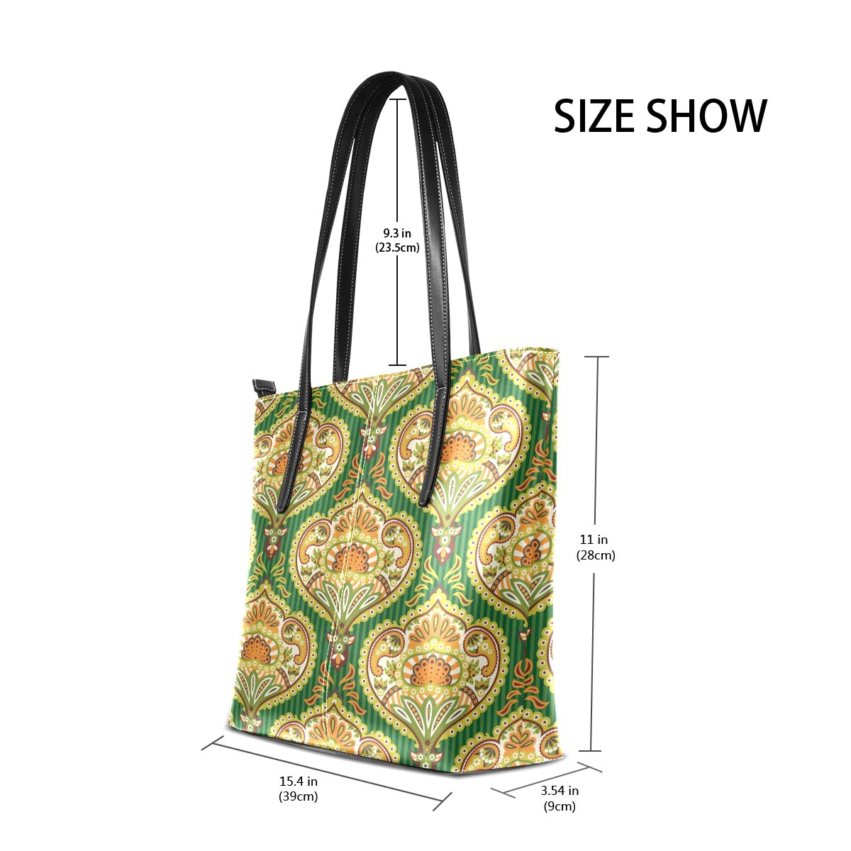 Womens Leather Top Handle Shoulder Handbag Flower Pattern Large Work Tote Bag