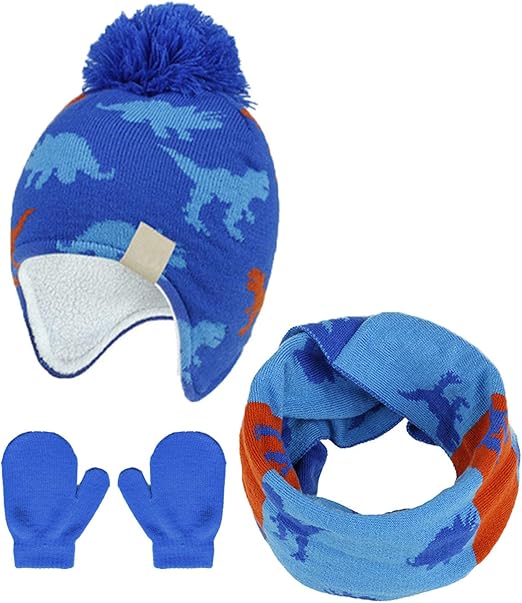 Winter Hat and Mitten Scarf Set Upgrade Fleece Lined Knit Kids Hat with