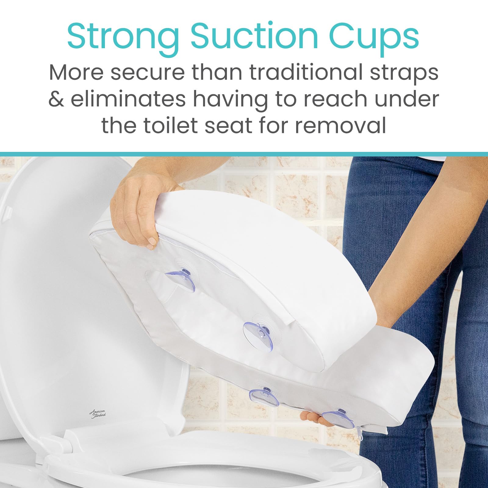 Vive Toilet Seat Cushion (Soft Cushioned Foam) - Easy Clean Soft Padded Bathroom Attachment - Elongated, Standard Seats - Comfort & Support Donut for Handicap Adults