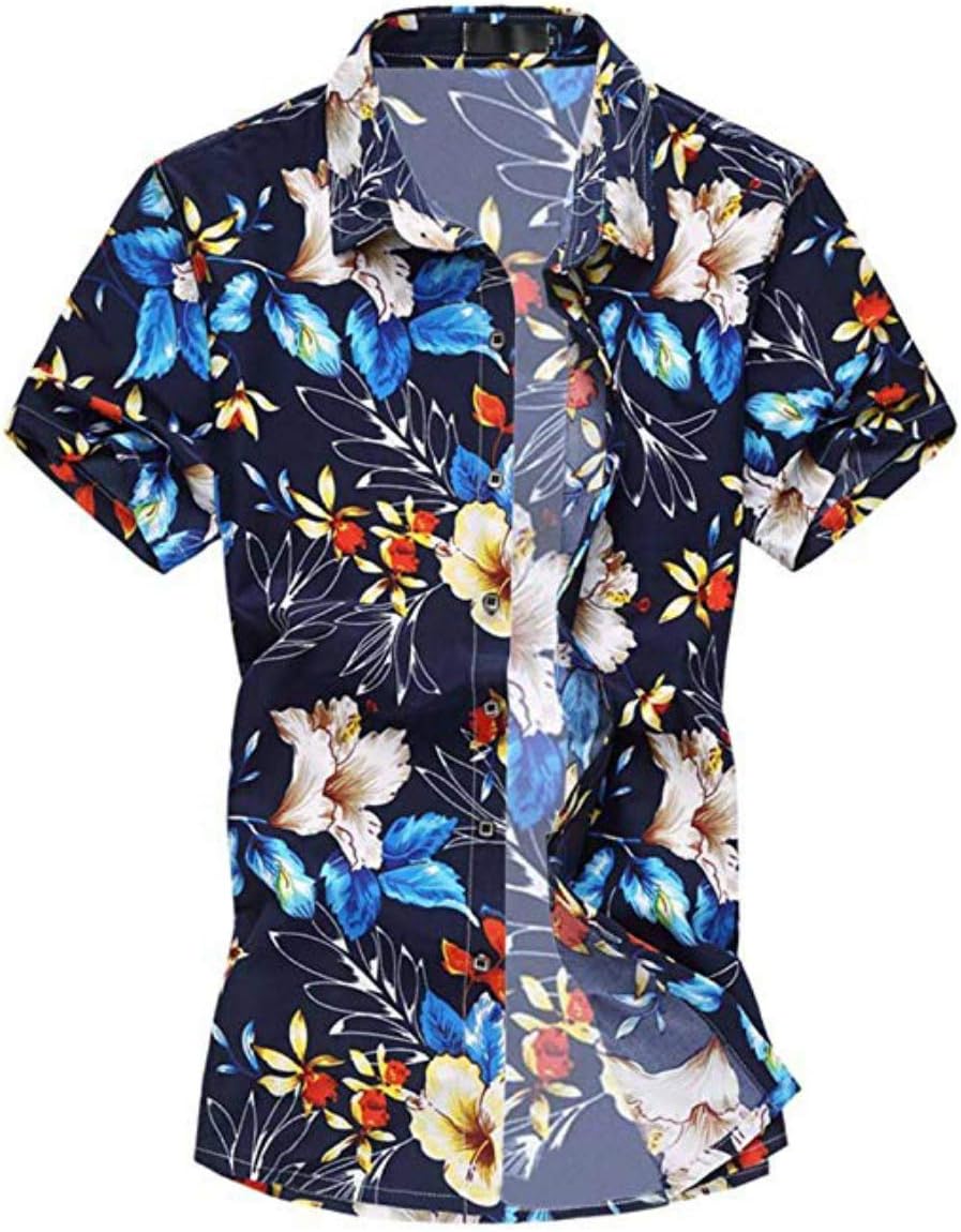 Mens Hawaiian Floral Prints Shirts Short Sleeve Flowers Casual Shirt Swimming Holiday Beach Shirts Tops All-Over Printing
