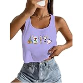 Magical Tank Tops for Women Fairy Story Print Shirts Flower Graphic Vacation Sleeveless Crop Tops