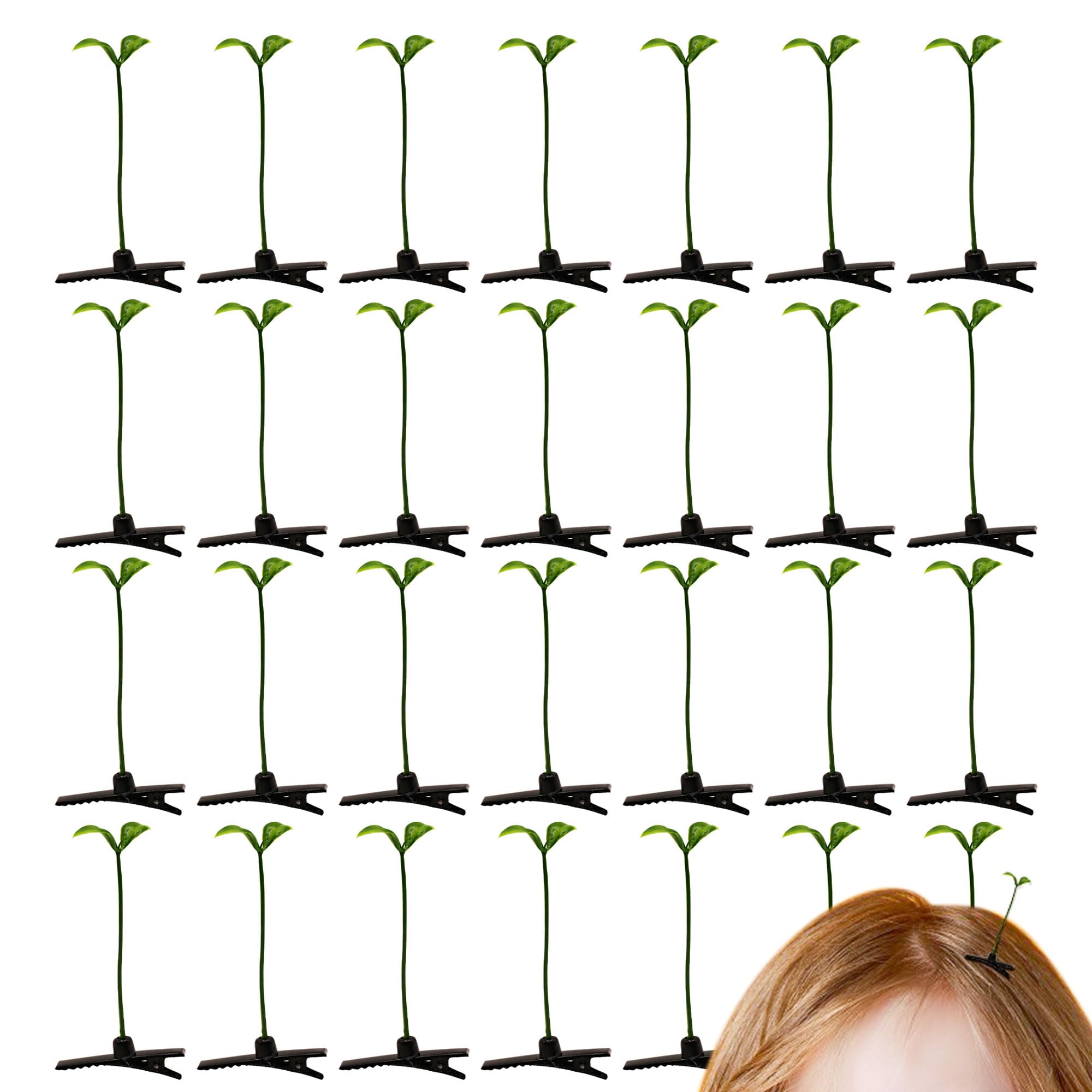 Photo 1 of 100PCS Bean Sprout Hair Clips – Cute Green Sprout Hairpins, Funny Plant Hair Accessories for Women, Girls & Kids, Adorable Headwear for Party, Festival & Everyday Wear