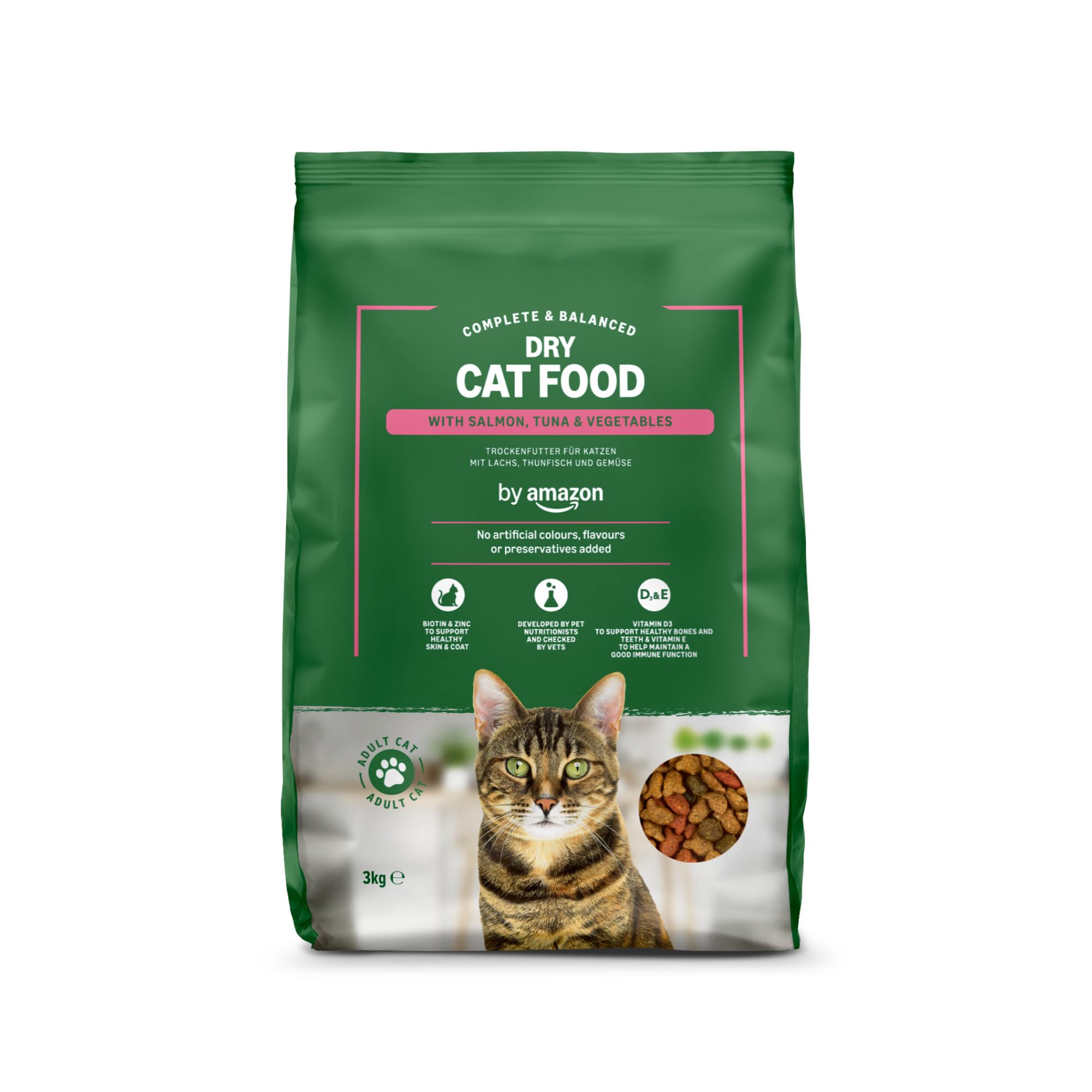 by Amazon - Complete Dry Cat Food with Salmon, Tuna and Vegetables, 1 pack of 3kg