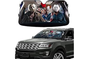 GENANY Horror Movie Characters Windshield Sun Shade for Car SUV Truck (55x30 inches), Car Sun Shade Windshield, Car Shades for Front Windows, Sunshade for Car Windshield, Horror Car Accessories