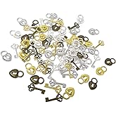 Honbay 80PCS Tibetan Style Alloy Skeleton Key Heart Lock Charm Set Hollow Heart Key Padlock Pendants for Earring Bracelets Necklace DIY Jewelry Making (4 Color)