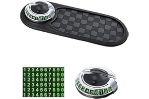 XING CHEN HAI YANG Multifunction Car Anti-Slip Mat,Multifunction Car Anti-Slip Mat Auto Universal Phone Holder,Rotatable Anti Skid Car Dashboard Pad,Temporary Car Parking Card Number Plate Phone Mount (Black)