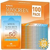 100 Pack Mini Sunscreen for Face and Body, SPF 50 Travel Size Sunscreen | Lightweight and Non-Greasy, Bulk Sunscreen for Summer Travel, Outdoor Sports and Activities, 0.19 OZ/Pack