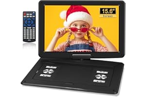 HOTHAT 17.5" Portable DVD Player with 15.6" Large HD Swivel Screen,6 Hours Rechargeable Battery, DVD Player Portable Support USB/SD Card/Sync TV, Multiple Disc Formats, Black