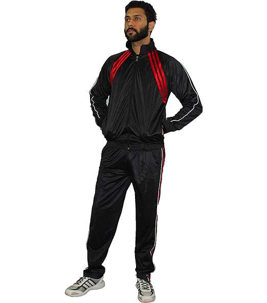 black tracksuit red stripe