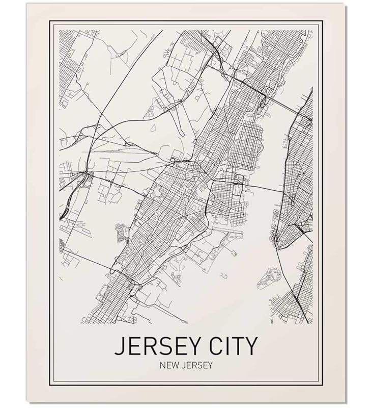 Jersey City Poster, Jersey City Map, Map of Jersey City
