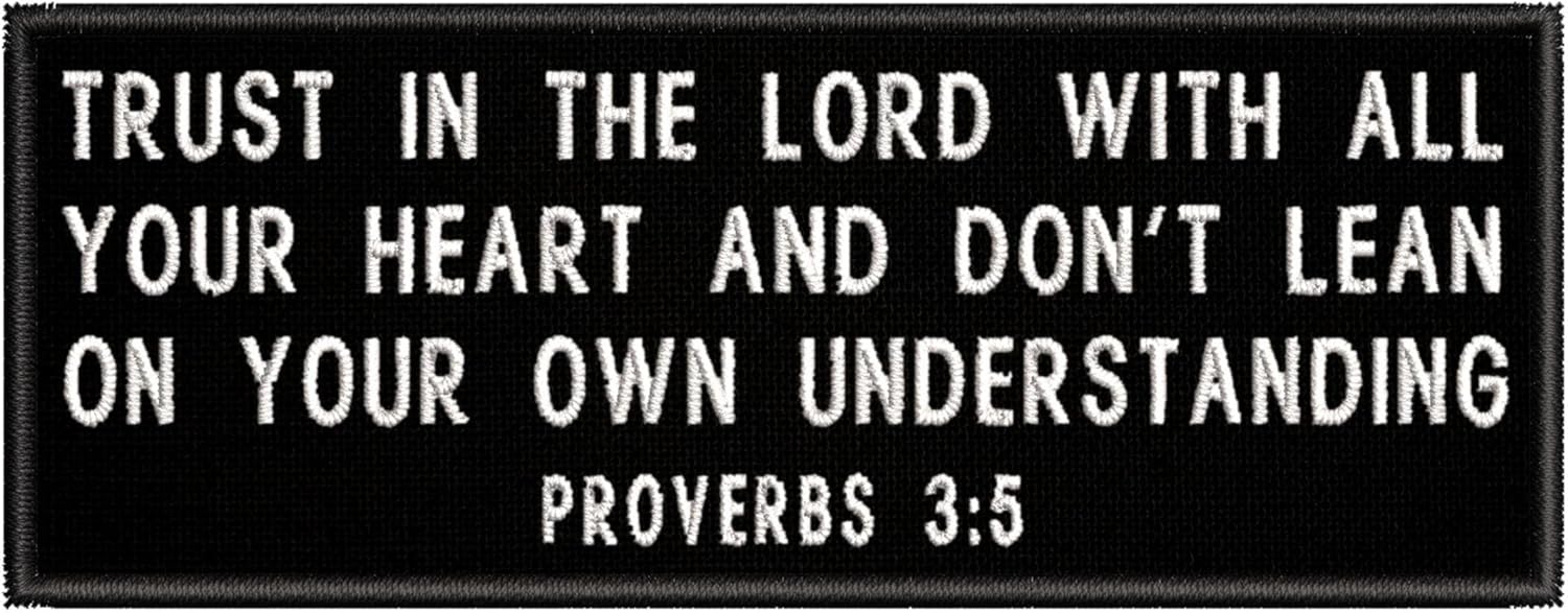 Mixed Media - Proverbs 3:5 Patch Embroidered Iron-on/Sew-on Applique, Religious Eternal Life Bible Verse, Love Jesus God, Christian Biker, Decorative Embroidery Clothing Vest Jackets Jeans, Premium Stitching