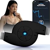 Oumua Smart Breathing Trainer with App, AI Guided Breath Workout with 6 Resistance Levels, Build Stamina and Breath Control for Running, Swimming, Singing and Relaxation (Black)