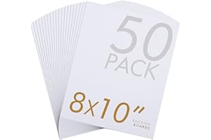 Falling in Art 50 Pack Acid-Free Mat Boards - 8x10 Uncut White Backing Boards, 4 - Ply Thickness Backer Boards for Photos, Pictures, Frames, Artworks and Prints