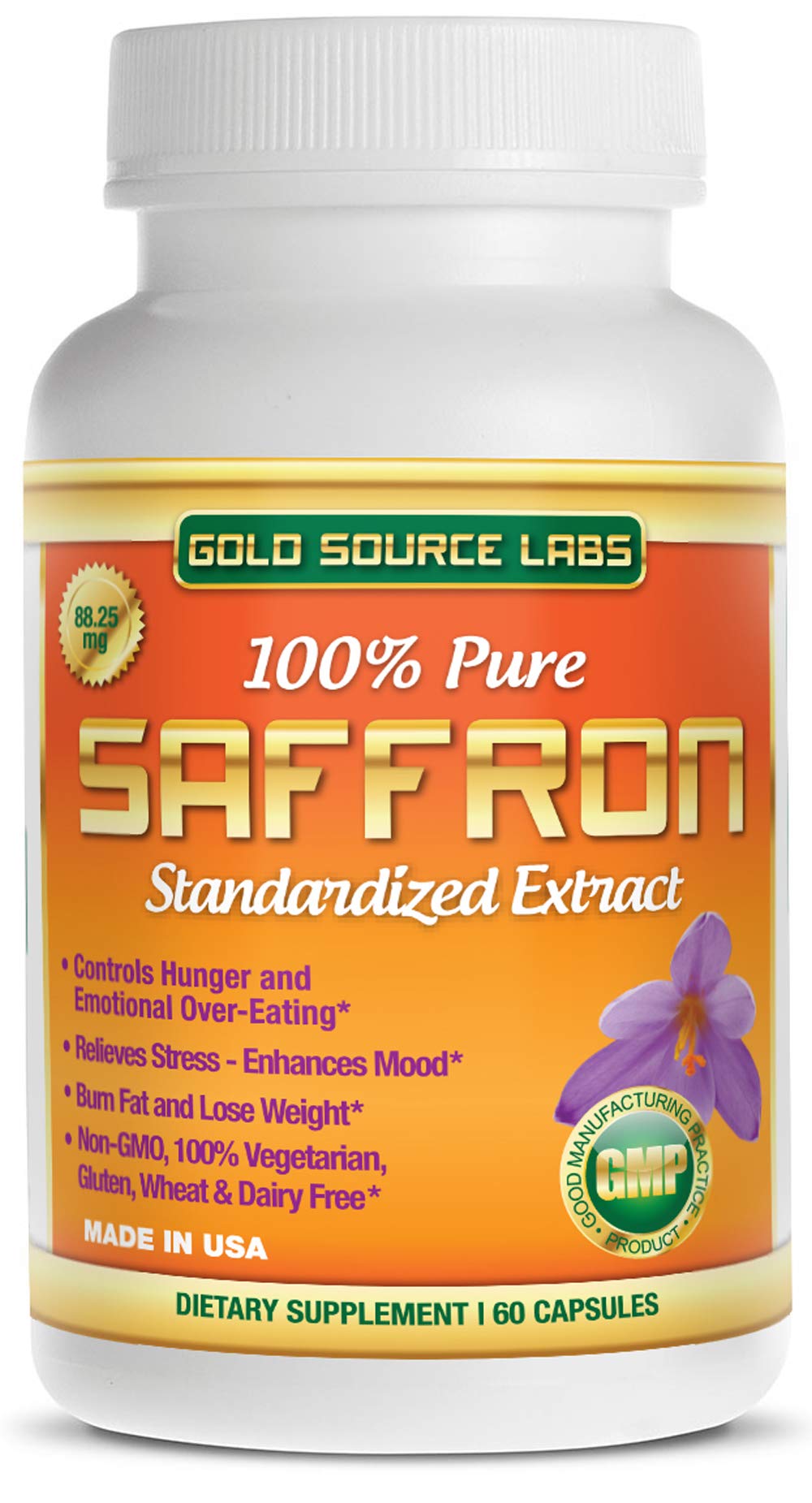 Saffron Extract Supplement 88.25 mg Capsules with Standardized .3