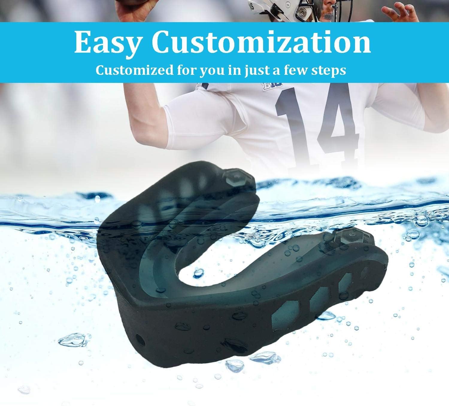 SELECTOP 2 Pack Sports Mouth Guard for Adults, Soft Mouthguard with Strap for Boxing, Basketball, Lacrosse, Football, MMA, Martial Arts, Hockey and All Contact Sports, 2 Black : Sports & Outdoors