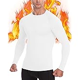 EoBeKee Mens Thermal Compression Shirts, Warm Long Sleeve Fleece Lined Tops Athletic Base Layer for Running Cold Weather