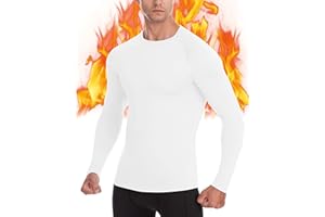 EoBeKee Mens Thermal Compression Shirts, Warm Long Sleeve Fleece Lined Tops Athletic Base Layer for Running Cold Weather