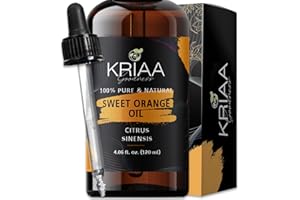 KRIAA Goodness Sweet Orange Essential Oil 120ml with Dropper – Pure, All-Natural Aromatherapy & Fragrance Oil for Diffusers, 