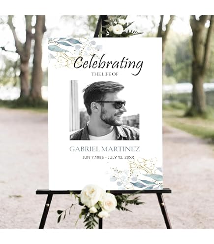 Greenery Leaves Funeral Welcome Sign - Memorial Yard Sign, In Loving Memory Decoration