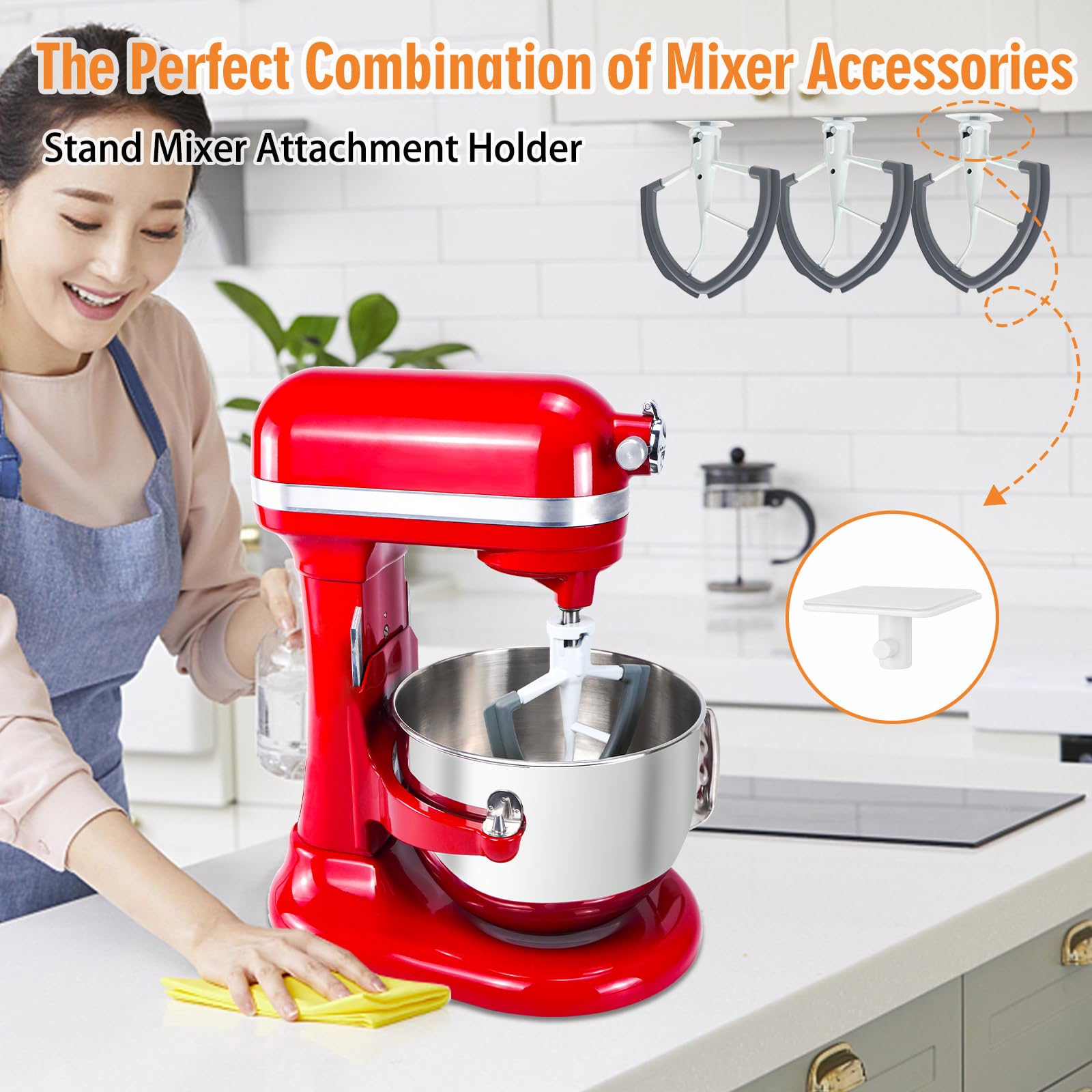 Stand Mixer Attachment Holder Compatible with Kitchen Aid Mixer Accessories, 4 Pieces, White
