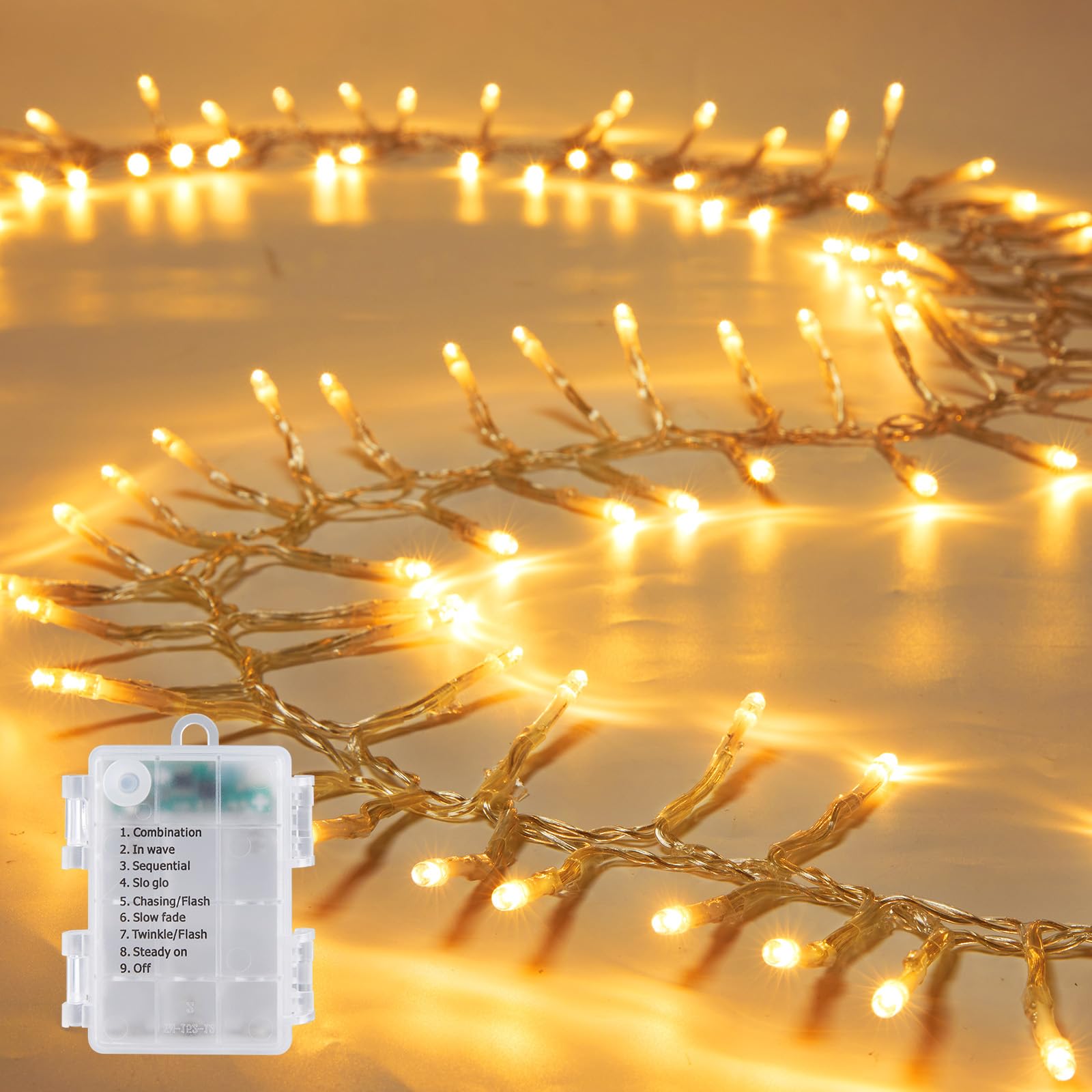 Photo 1 of 2 Pack Battery Operated String Lights Outdoor, 8FT 120 LED Battery Powered String Fairy Lights with Time, 8 Modes, Waterproof Twinkle String Lights for Outside Indoor Bedroom Tree Wedding, Warm White