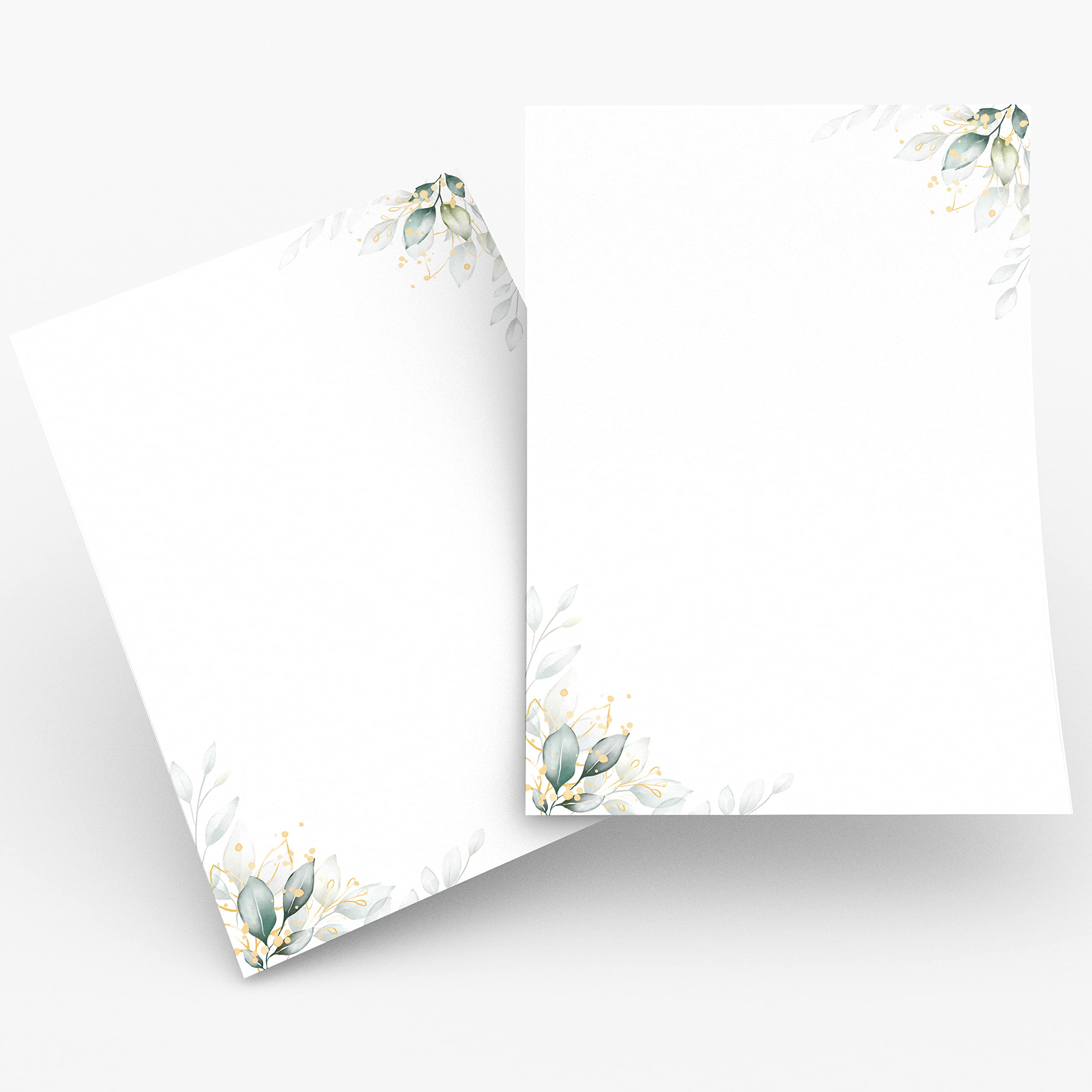 Letter Paper / Envelope Set Elegant in Green with Leaves Printed 2 Sides A4 120 g/m² C6 80 g/m² from 10 to 100 Sheets with Envelopes Vintage (25 Letter Paper without Envelopes)
