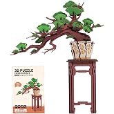 Rowood 3D Wooden Puzzles for Adults,Mother's Day DIY Pine Bonsai Tree Botanical Collection Building Set Home Decor Craft Kits for Adults,Gift on Christmas Birthday Teacher's Day-Evergreen Pine Bonsai