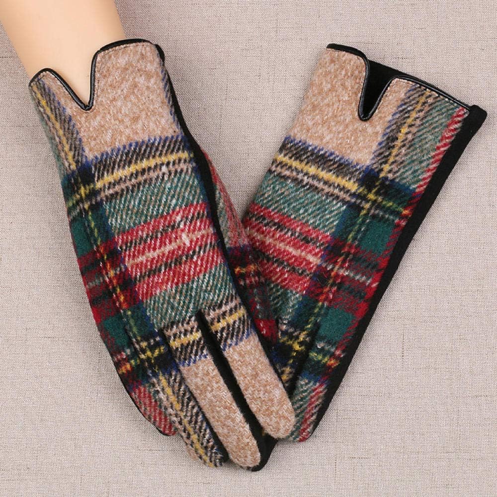 1 pair of gloves plus velvet thick cute winter glovesWoolen plaid 2