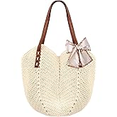 Peicees Crochet Woven Bag with Leak-Proof Lining for Women- Small Beach Purse Boho Shoulder Bag Summer Vacation Travel