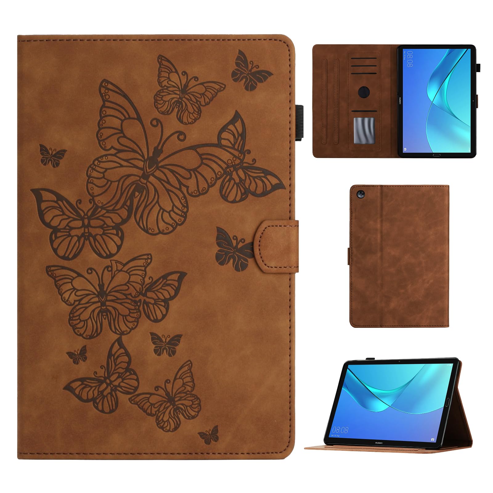 CASAFUNY Case for Huawei MediaPad M5 /M5 Pro 10.8 Inch 2018, PU Leather Tablet Case with Stand Function and Auto Sleep/Wake Tablet Cover for MediaPad Mediapad M5 10/M5 10 Pro, Brown