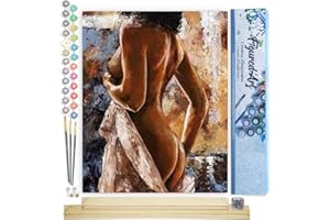 Figured'Art Paint by Numbers Kit for Adults Pretty Curves 16"x20" - Craft Art Painting Rolled Canvas with DIY Wooden Frame