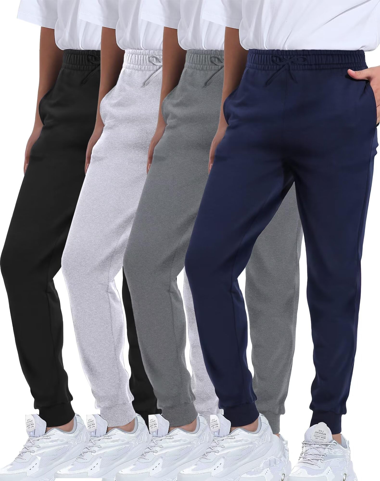 Photo 1 of TELALEO 4 Pack Boys Sweatpants Active Athletic Jogger Pants Soft Cotton French Terry Little Big Kids XL