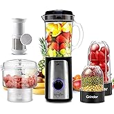 SANGCON 5 in 1 Blender and Food Processor Combo for Kitchen, Small Electric Food Chopper for Meat and Vegetable, 350W High Speed Blenders with 2 Speeds and Pulse for Smoothies and Shakes
