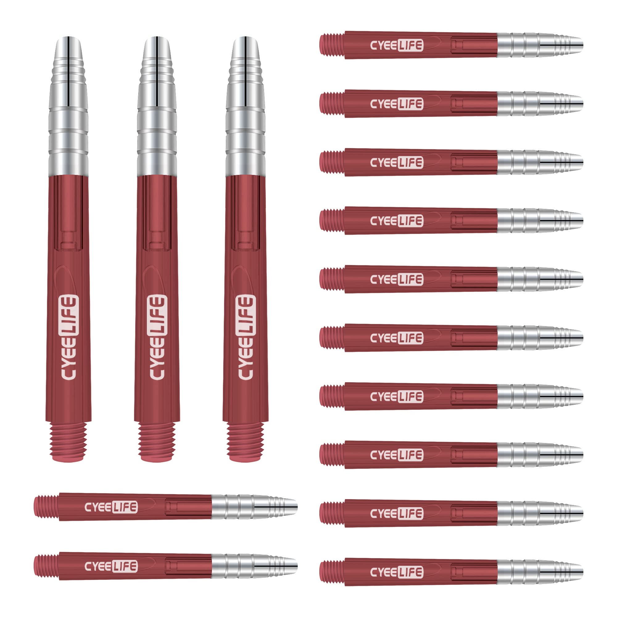 CyeeLife Transparent Alunium-Plastic Dart Shafts 15pcs 48mm Red Transparent