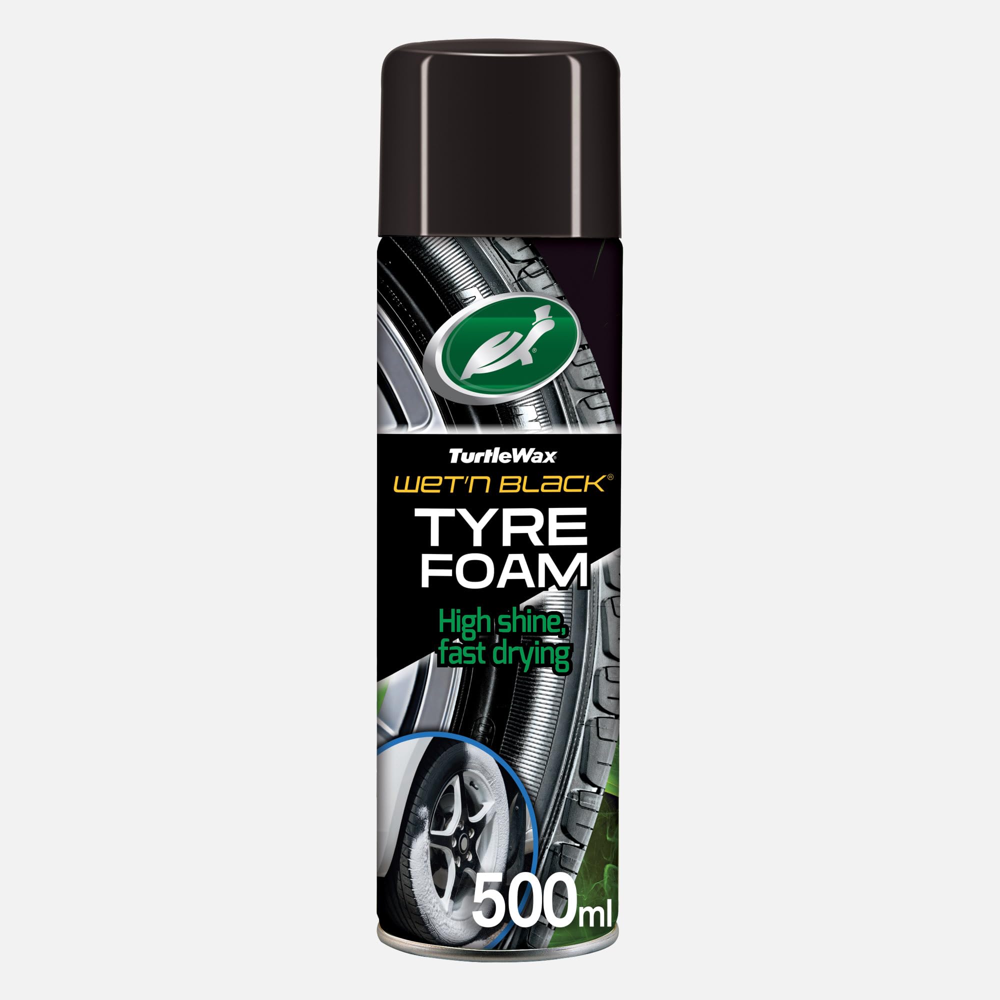 Turtle Wax 53145 Wet & Black Tyre Dressing Foam Car Wheel Shine No Sling 500ml Aerosol