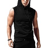 Babioboa Men's Workout Hooded Tank Tops Sleeveless Gym Hoodies Bodybuilding Muscle Cut Off T-Shirts