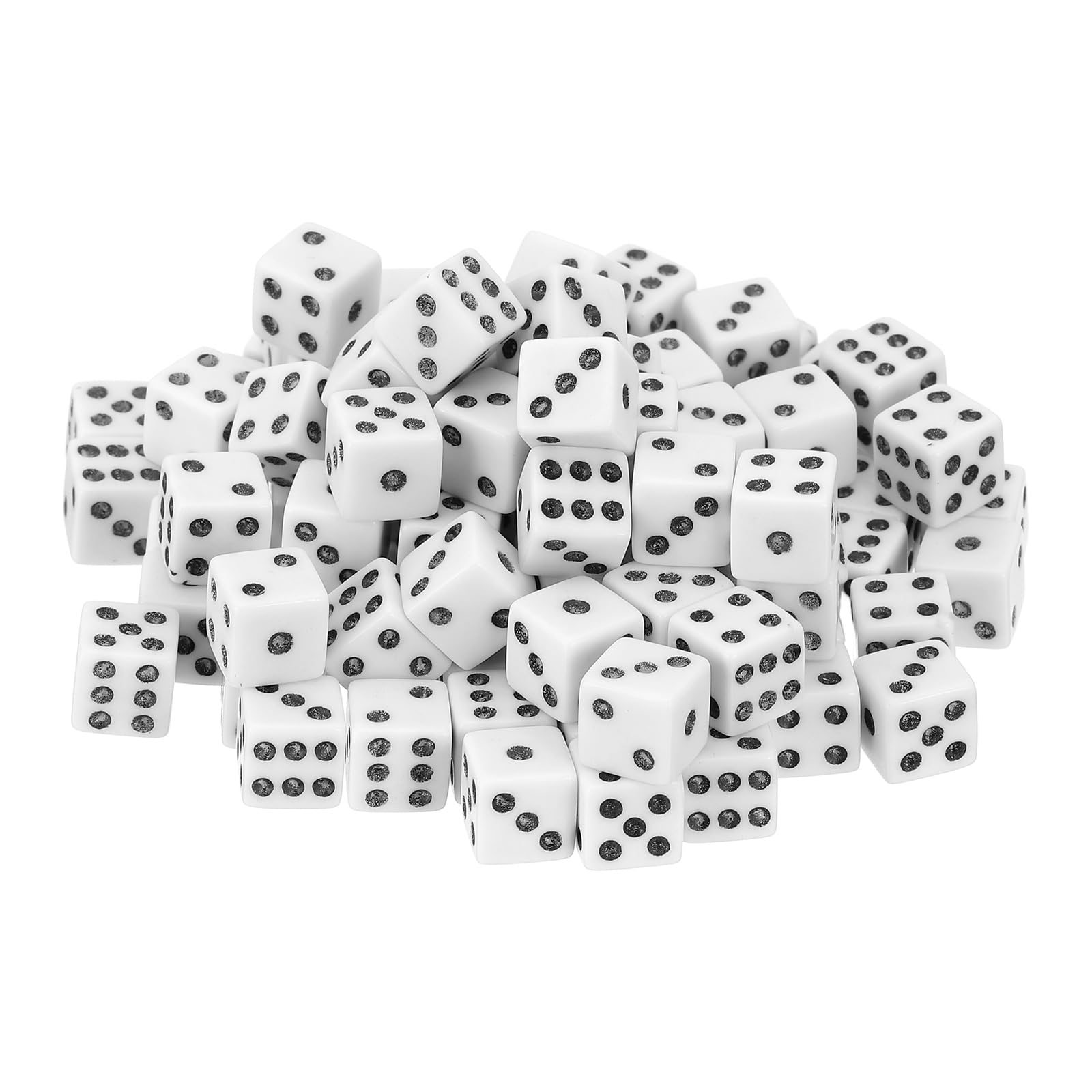 sourcing map 100Pcs Mini Dice, 8mm/0.31" Acrylic Tiny Six Side Game Dot Square Dice Bulk for Table Board Game Party Activities, White/Black