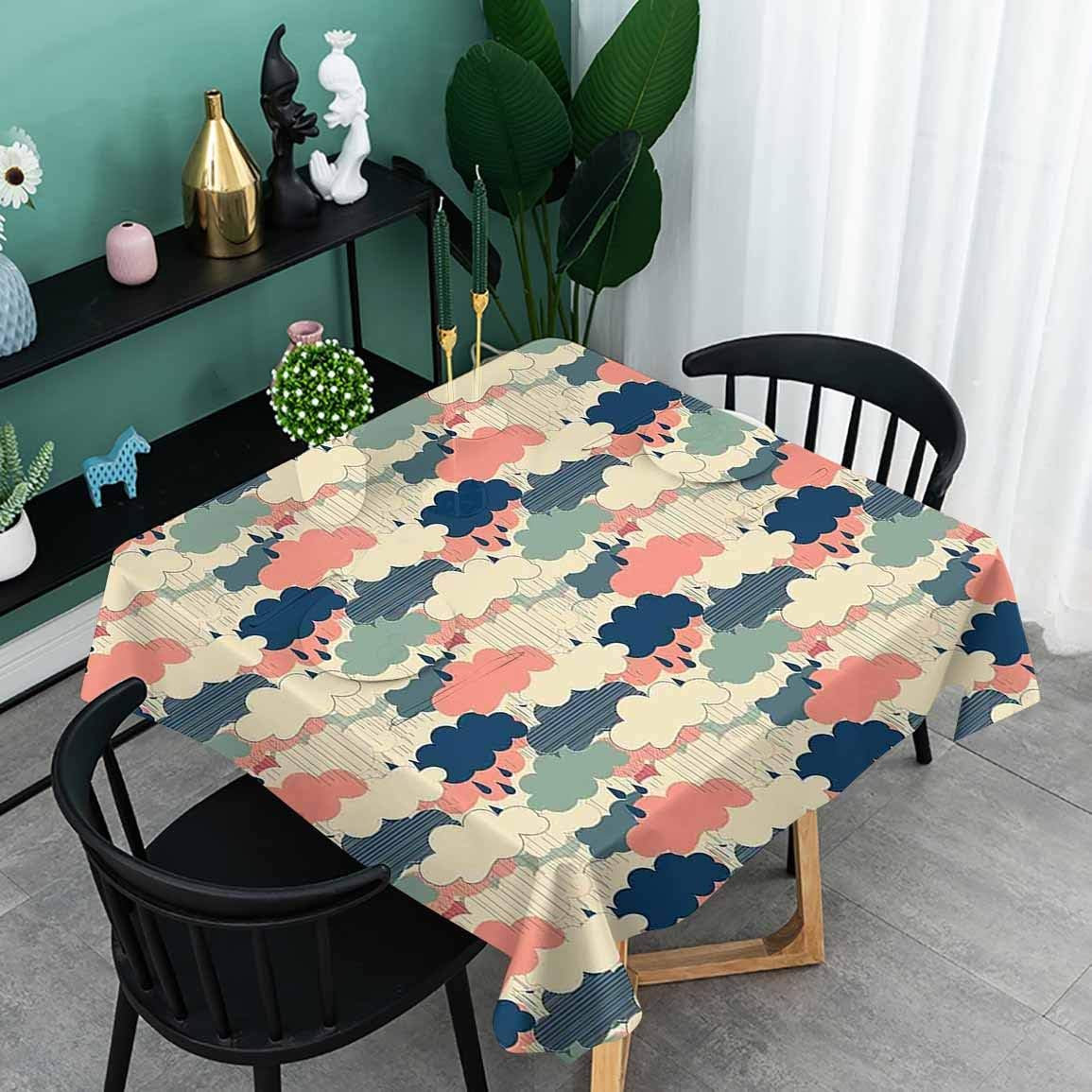 Tablecloth Table Cover, Artisan Rain Cloudbursts Set Monsoon Air in Atmosphere Meteorology Art, for Weddings, Everyday Use, 54x54 inch