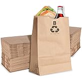 8 Lb Kraft Brown Paper Lunch Bags (50 Count) - Bulk Disposable Lunch sacks, Small Size Blank Bag, Good for a Snack, Sandwich, Grocery Food, and Arts & Crafts Projects, Stock Your Home