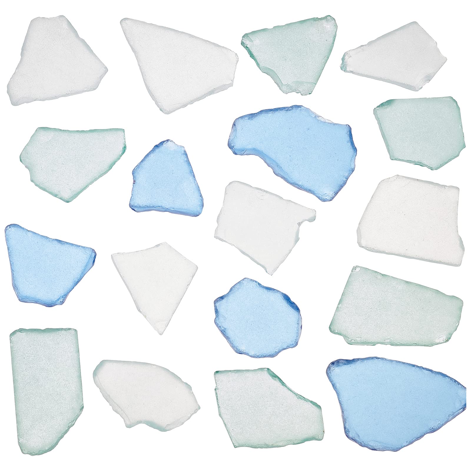 PH PandaHall Sea Glass Pieces, Nautical Crush Sea Glass Caribbean Blue and Cobalt Blue White Glass Tumbled Ocean Glass Chip Vase Filler for Beach Wedding Party Decor Home Decor DIY Craft