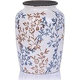 Vintage Blue Chinoiserie Ceramic Flower Vase Unique – Retro Ice-Cracked Vintage Vase for Home Decor, Living Room, Bookshelf, Kitchen, Rustic Table Centerpiece, Anthropologie Decor, 7.7″ (Blue)