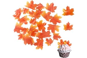 Weraru 90 Pcs Edible Fall Leaves Gold Leaf Cupcake Toppers, Party Cake Toppers