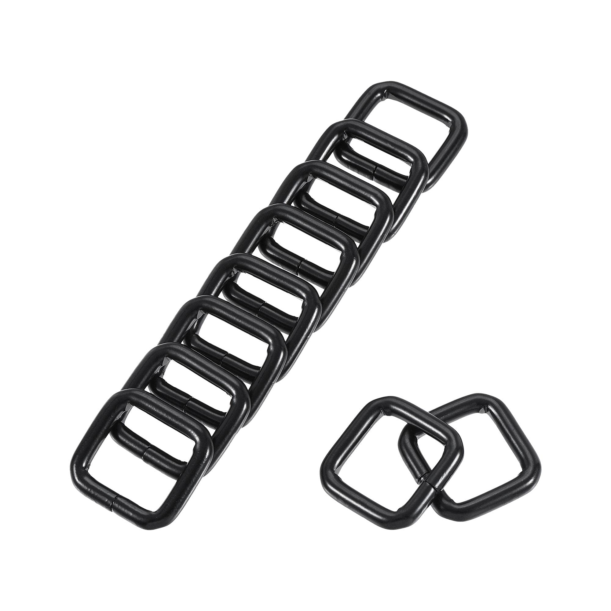 sourcing map Metal Rectangle Ring Buckles 16x16mm for Bag Belt DIY Black, 20pcs