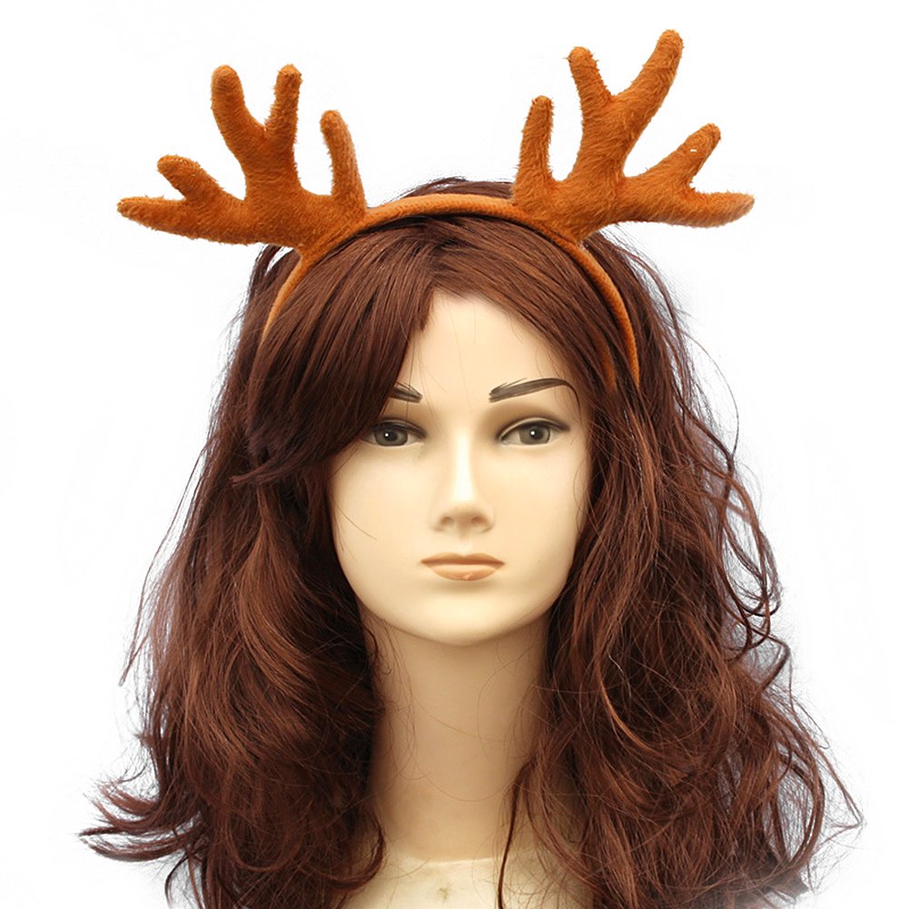 HansGo Reindeer Antlers Headband Christmas Hair Band Hat, 2 Pack